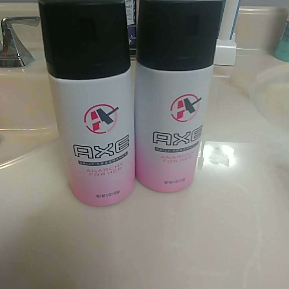 2 new bottles of Axe for her.